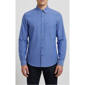 ALL TIMES Plus Size Blue Formal Button Down Dress Shirt Long Sleeves Casual Polo